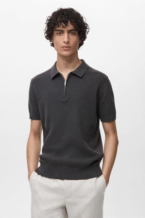 regular polo met ingebreid patroon antraciet