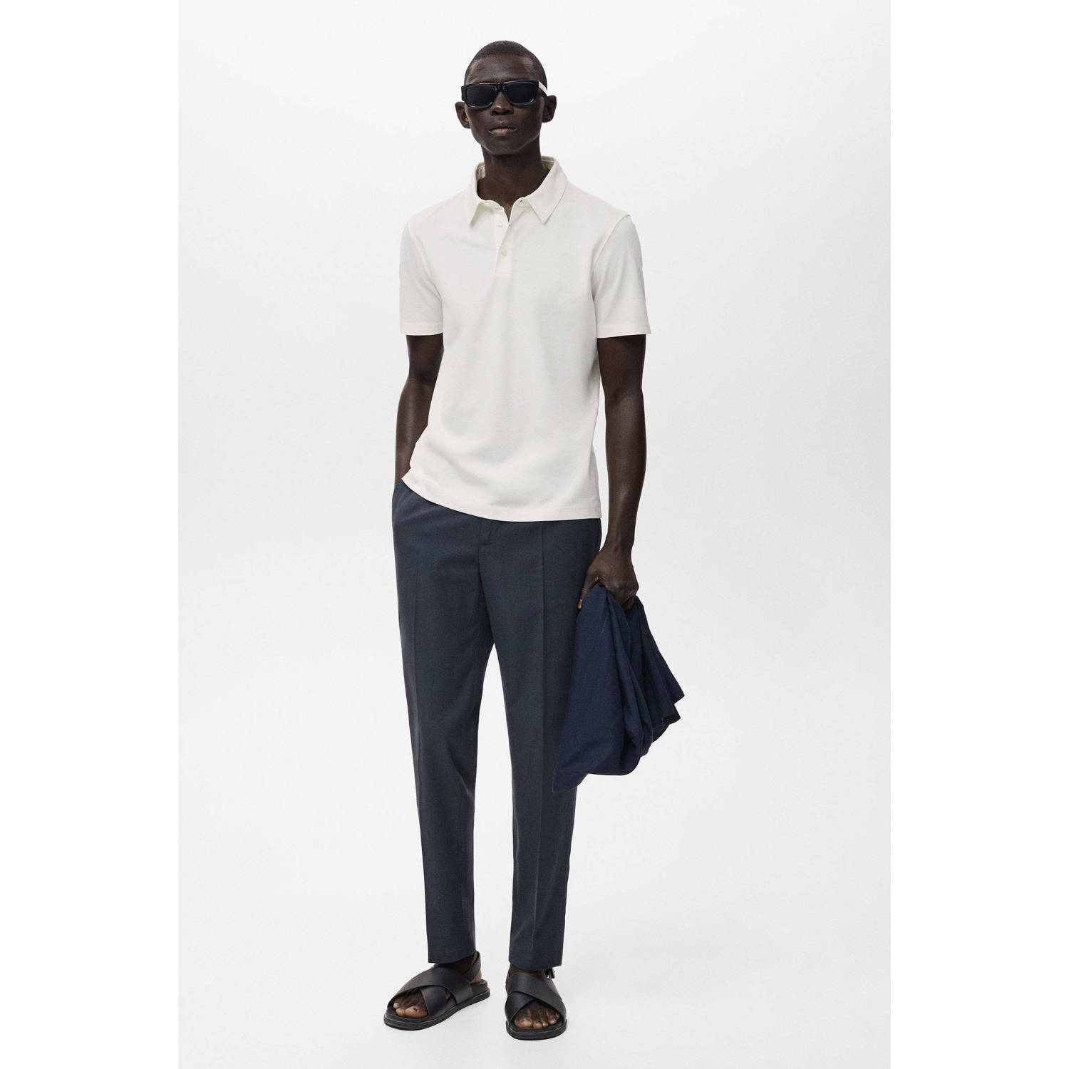 Mango Man tapered pantalon donkerblauw