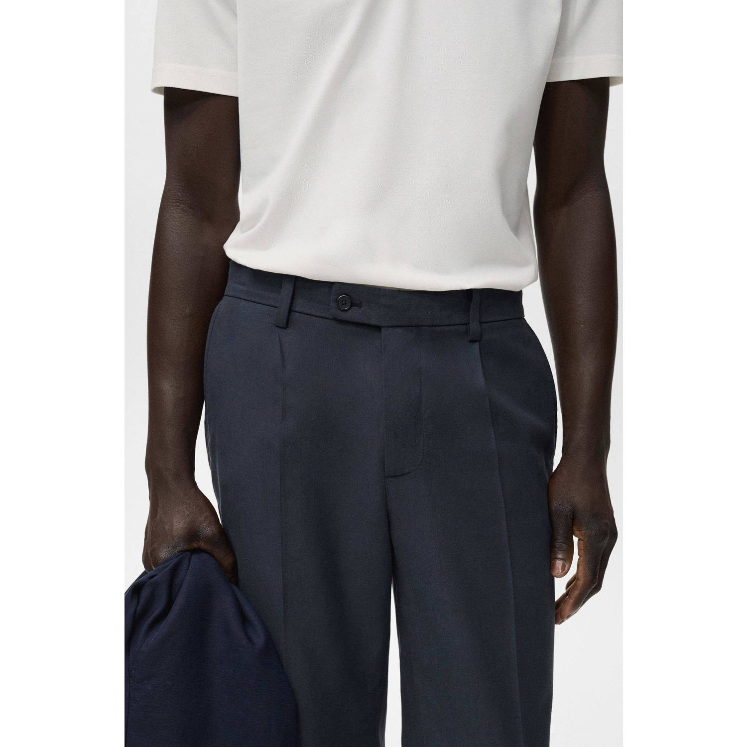 Mango Man tapered pantalon donkerblauw