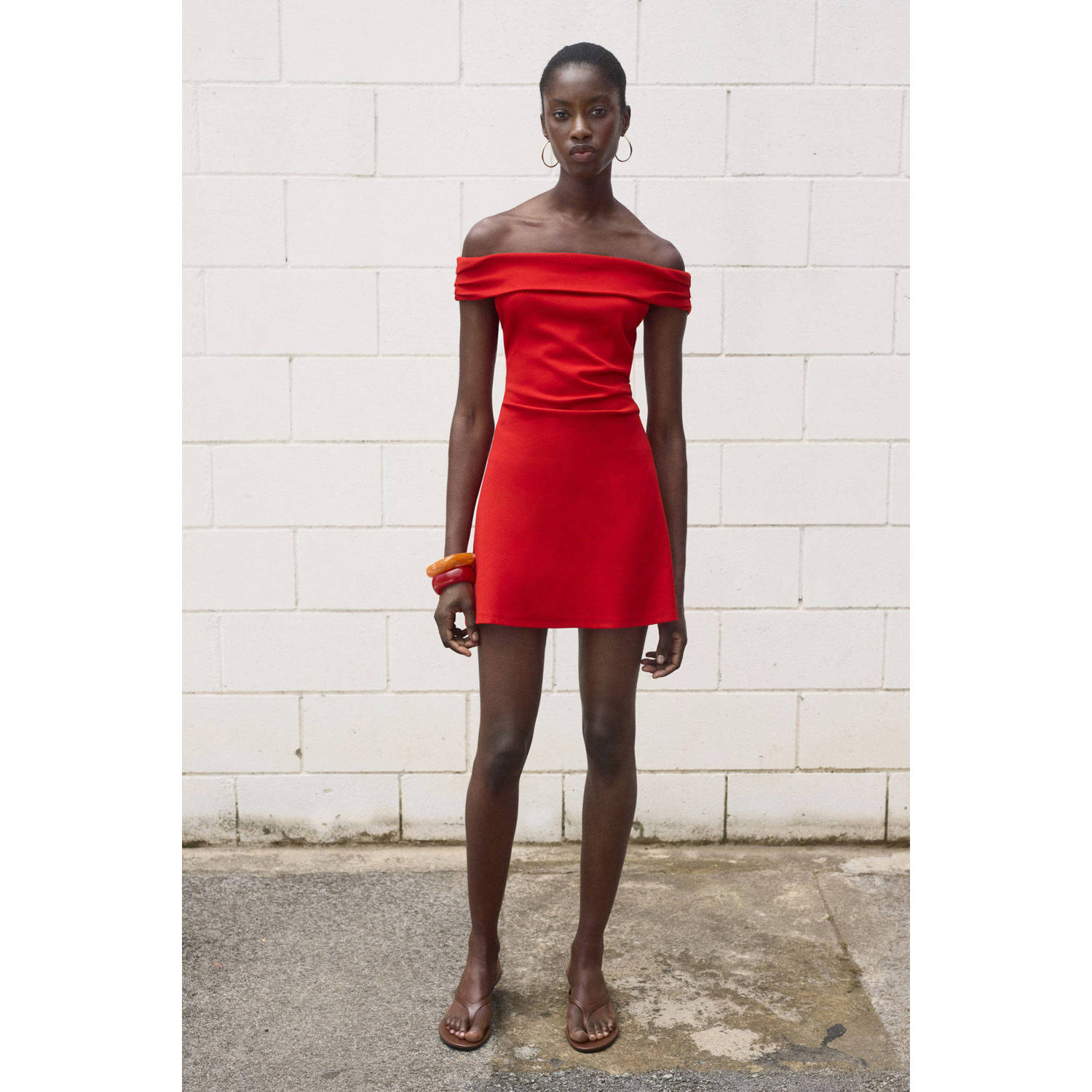 Mango off shoulder jurk rood