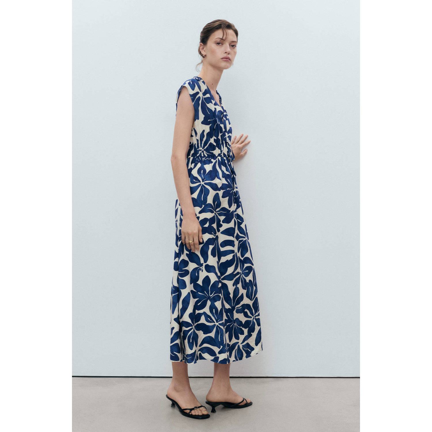 Mango zomerjurk donkerblauw