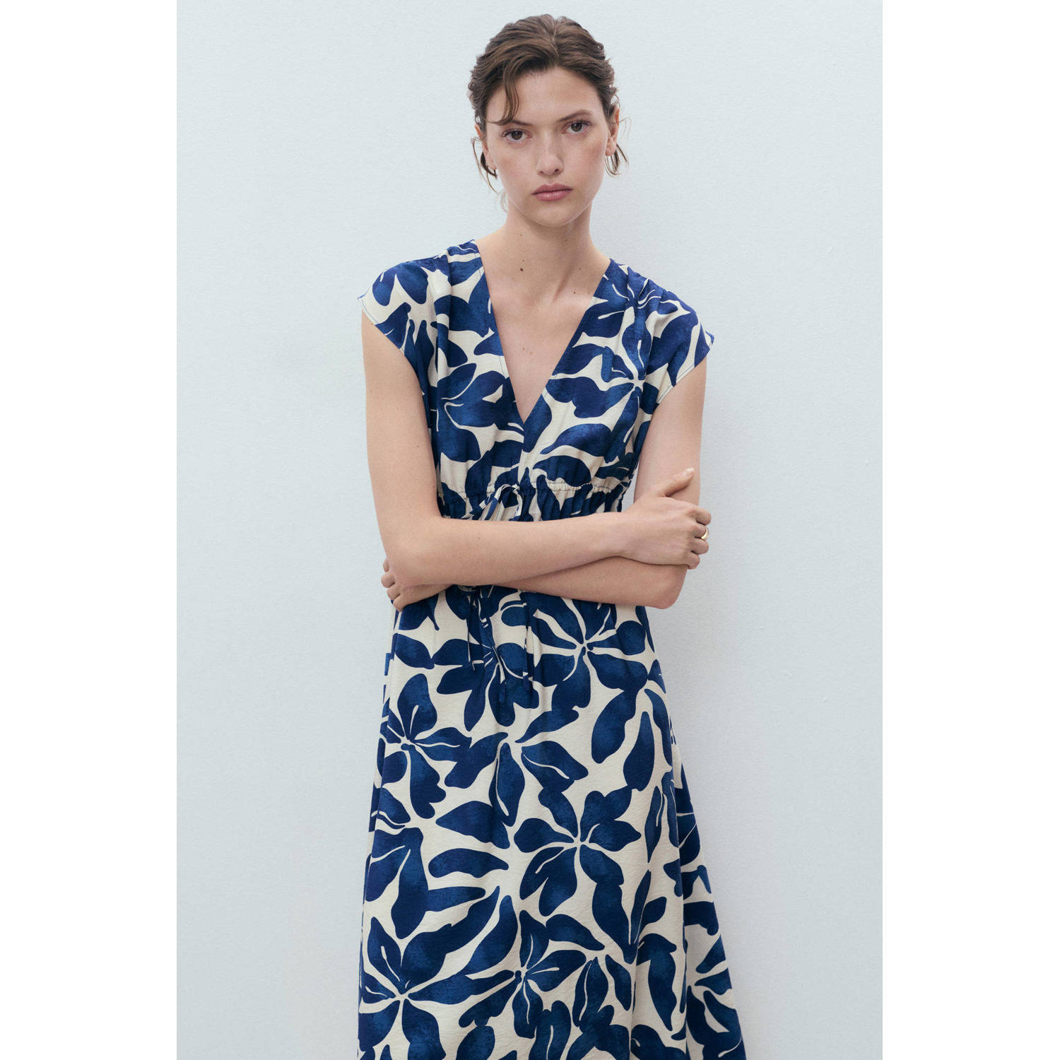 Mango zomerjurk donkerblauw