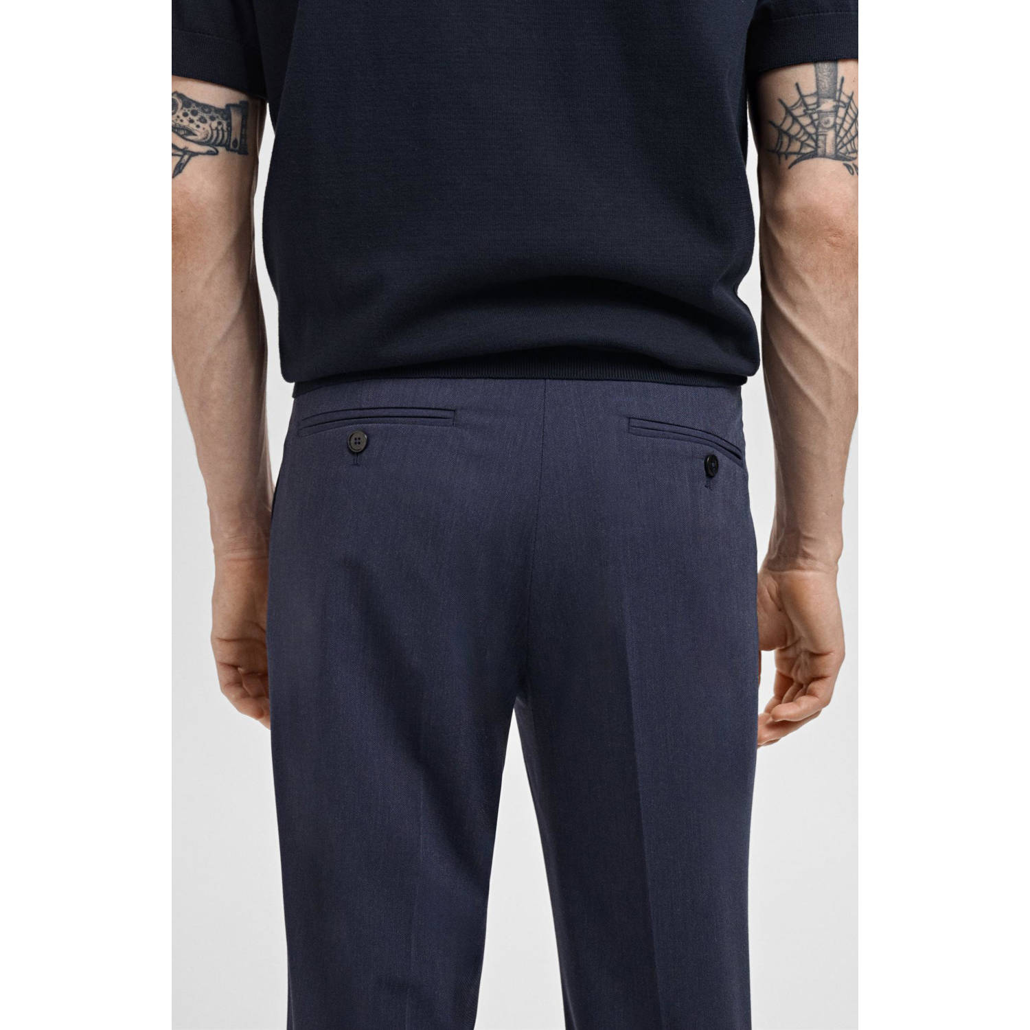 Mango Man slim pantalon donkerblauw