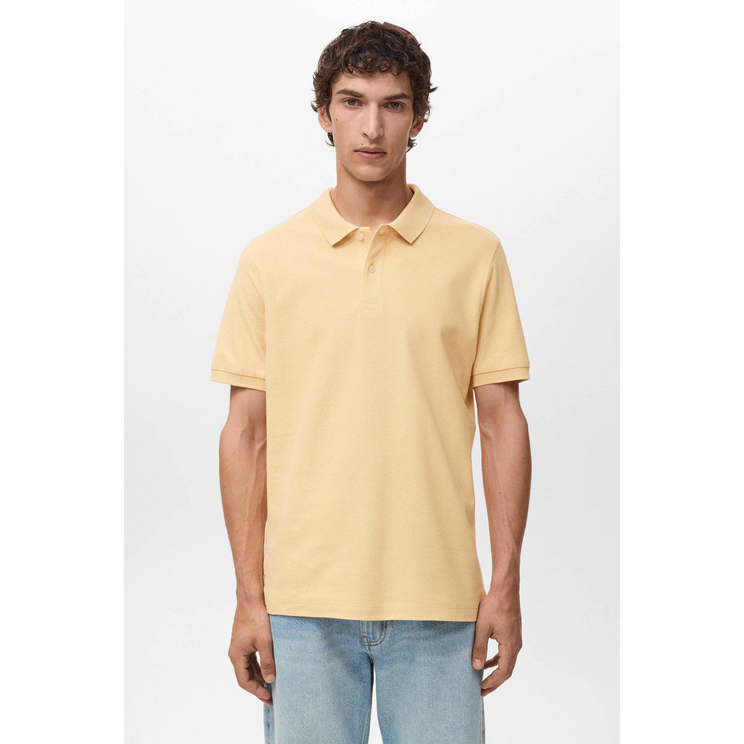 Mango Man regular polo geel