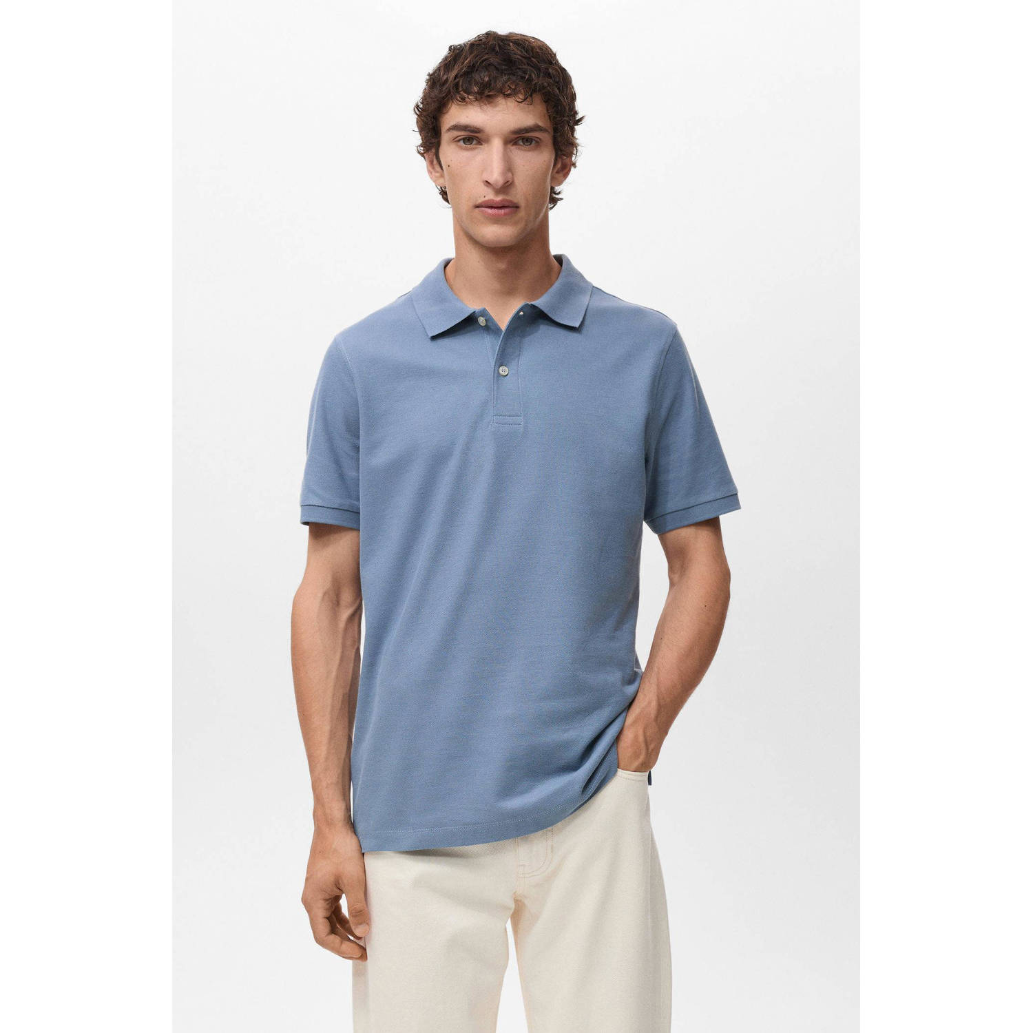 Mango Man regular polo blauw
