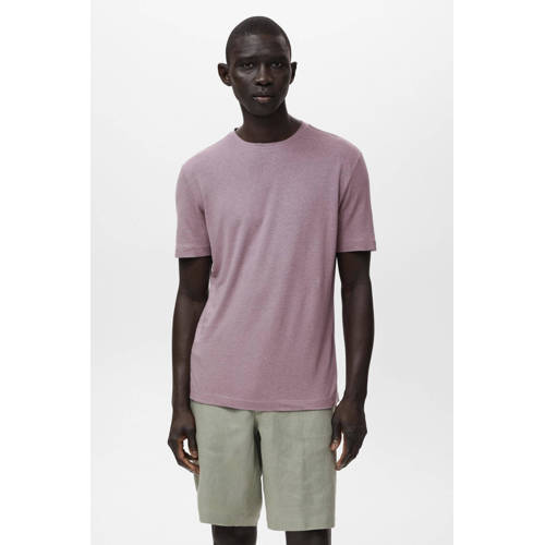 Mango Man linnen T-shirt lila afbeelding