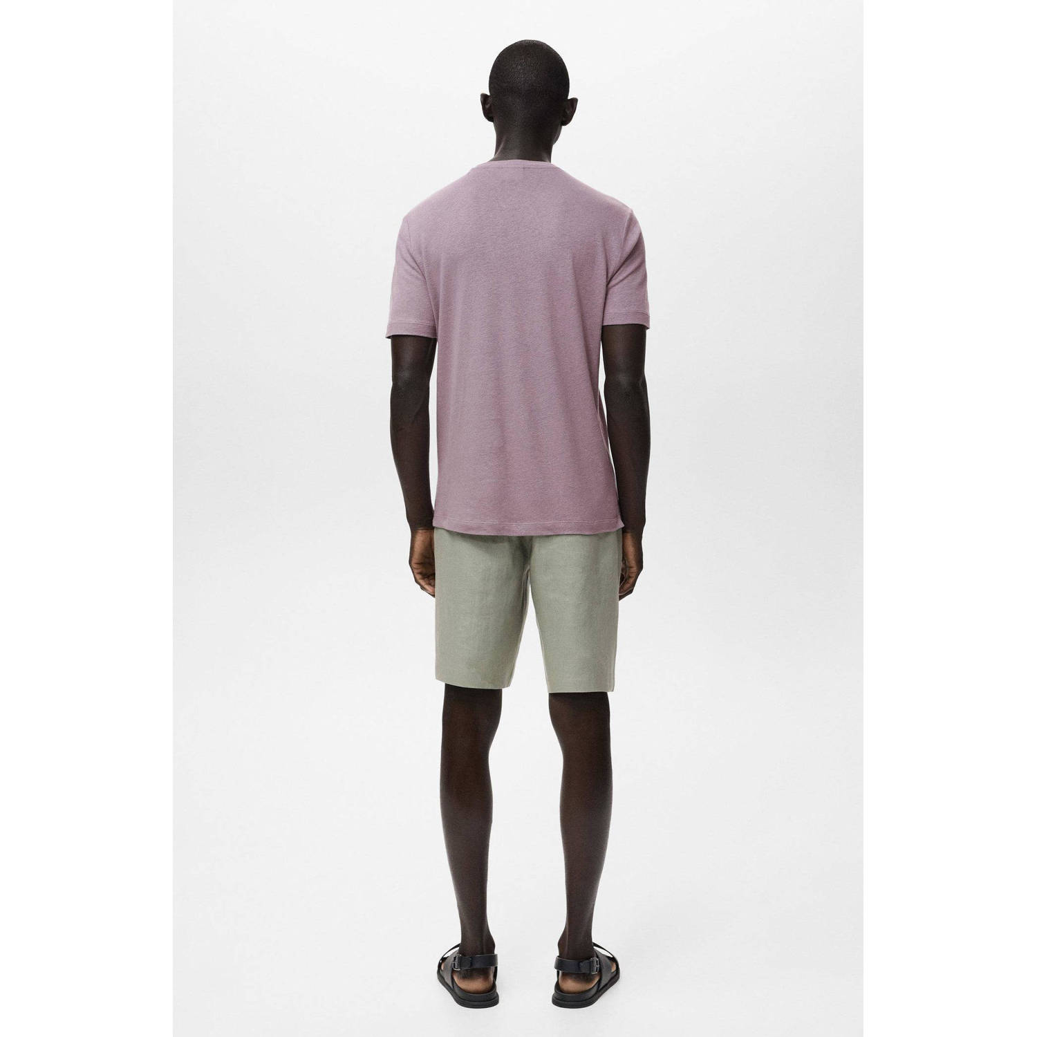 Mango Man linnen T-shirt lila