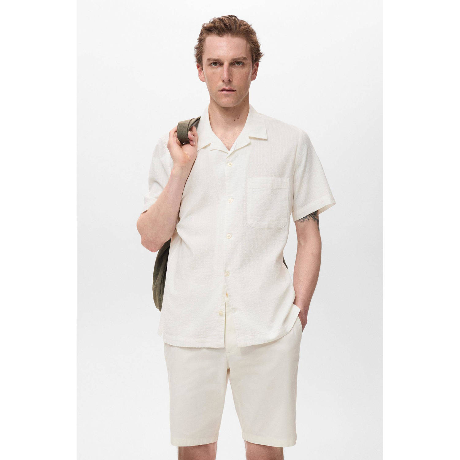 Mango Man casual overhemd ecru