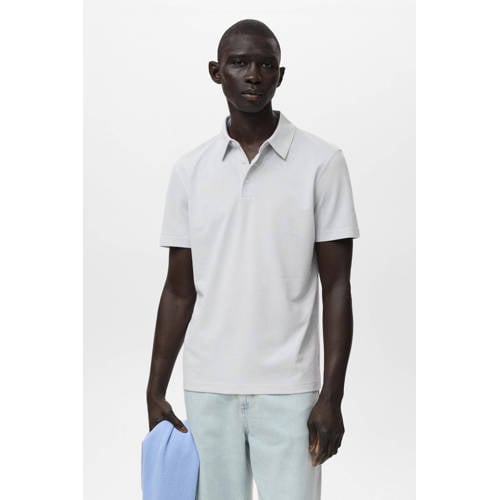 Mango Man slim polo lichtgrijs afbeelding