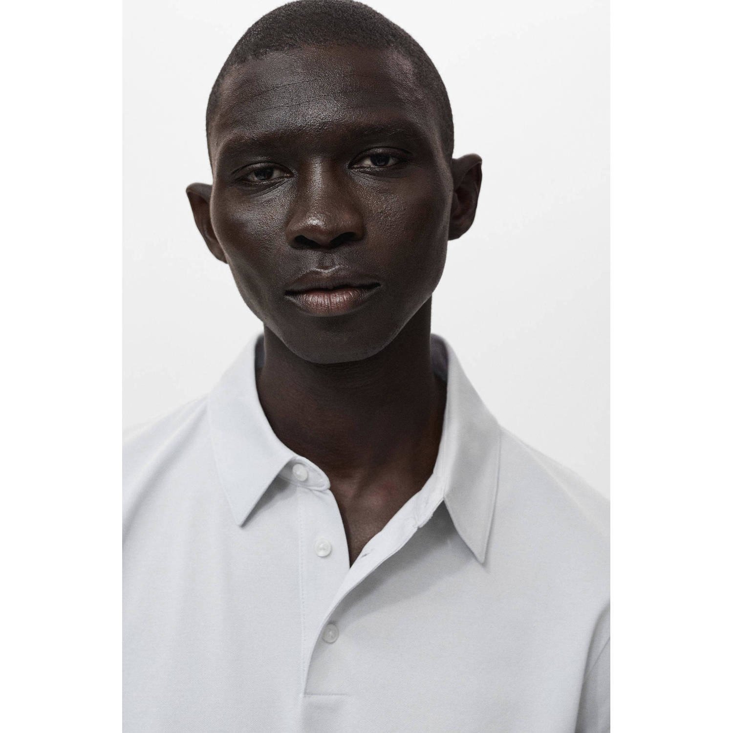 Mango Man slim polo lichtgrijs