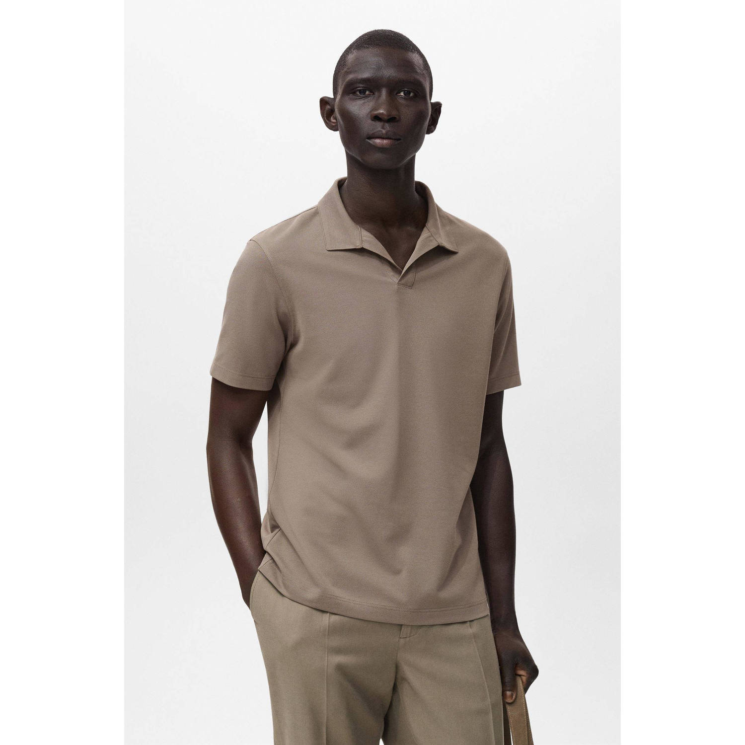 Mango Man slim polo bruin