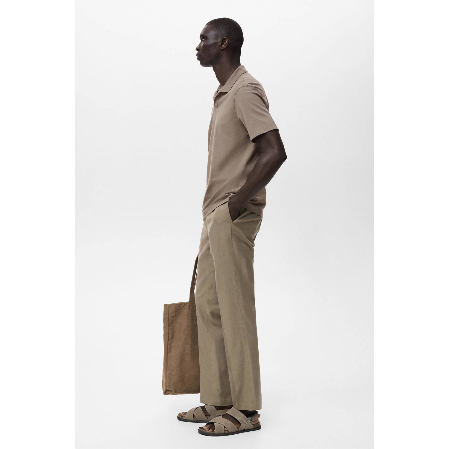 Mango Man slim polo bruin