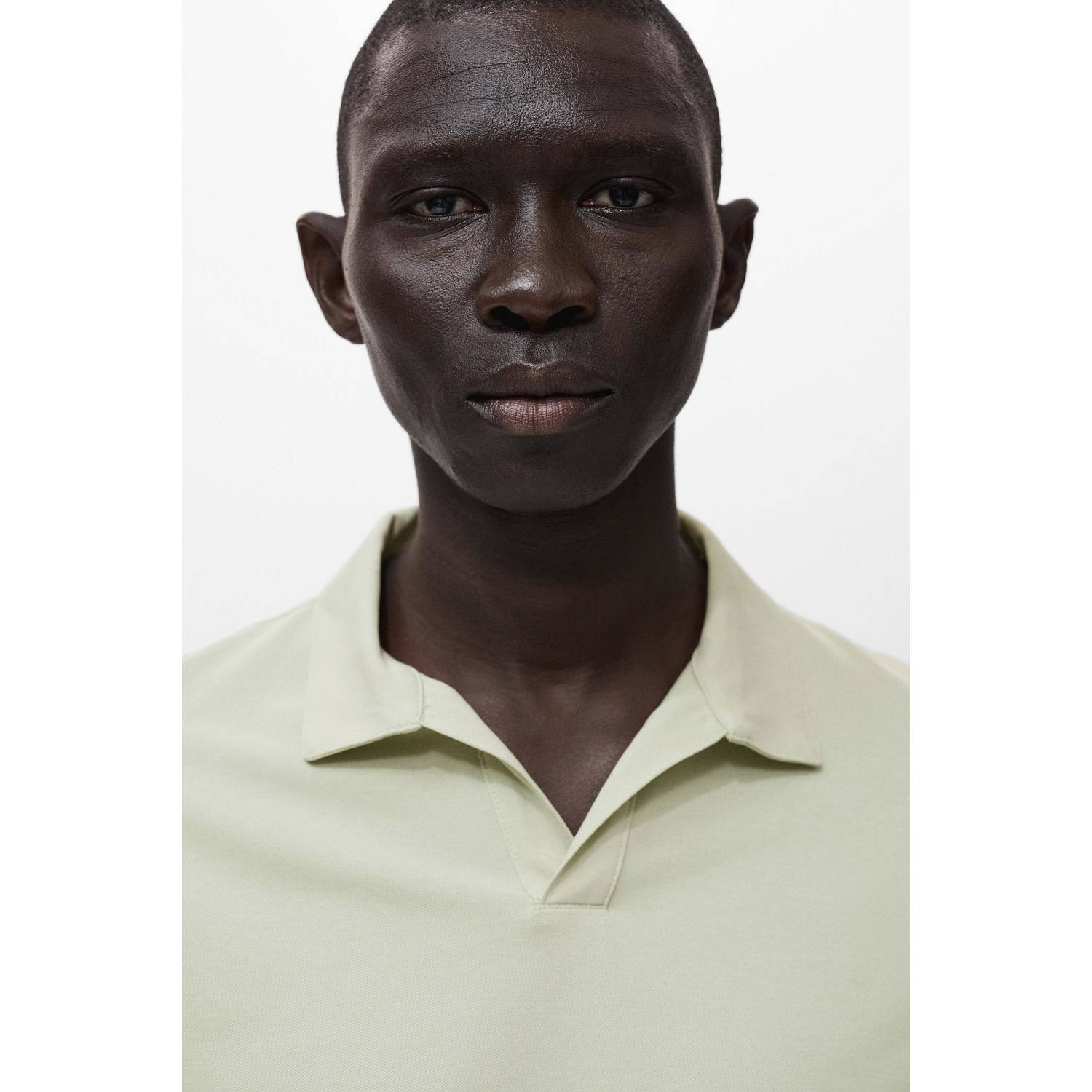 Mango Man slim polo lichtgroen