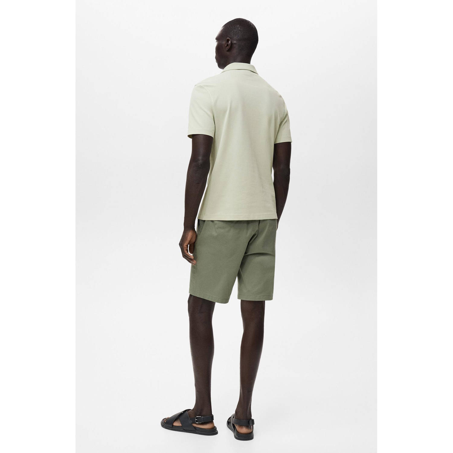 Mango Man slim polo lichtgroen