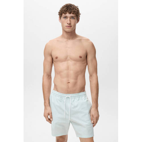 Mango Man seersucker zwemshort lichtblauw/wit afbeelding