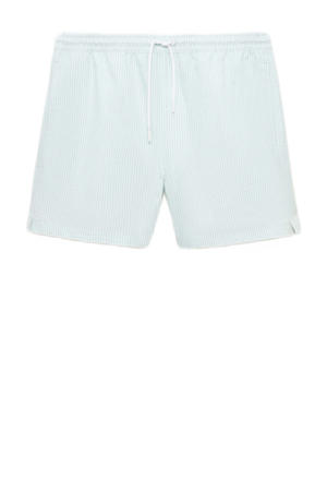 seersucker zwemshort lichtblauw/wit