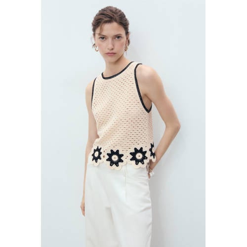 Mango mouwloze top ecru crochet afbeelding