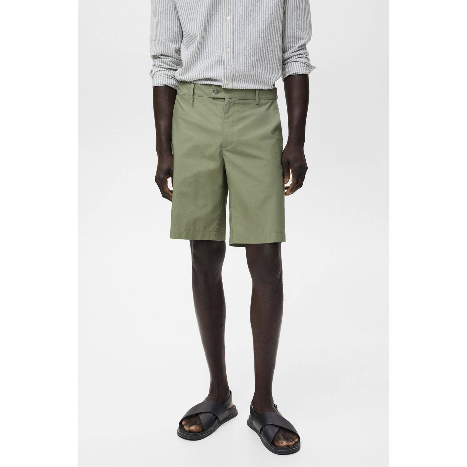 Mango Man slim chino short groen