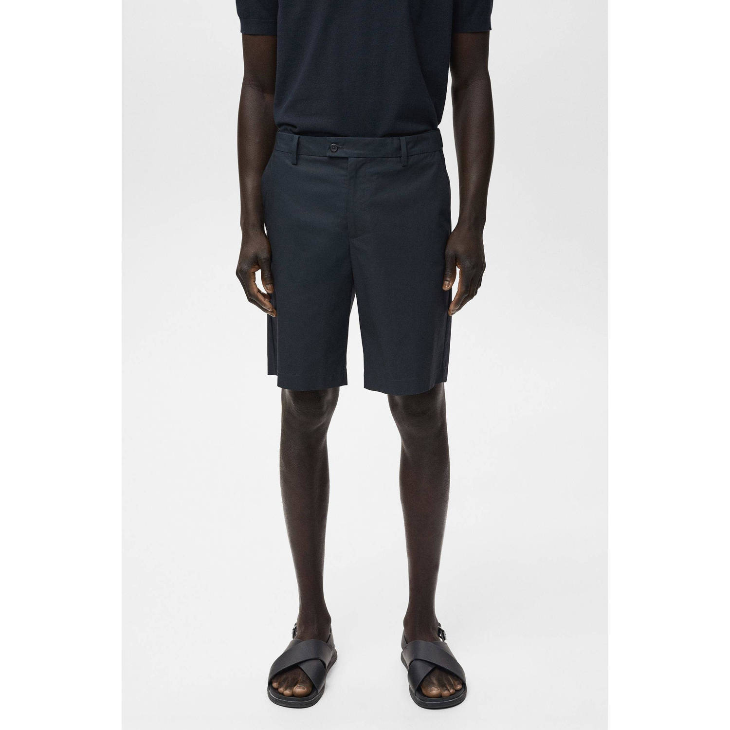 Mango Man slim chino short donkerblauw