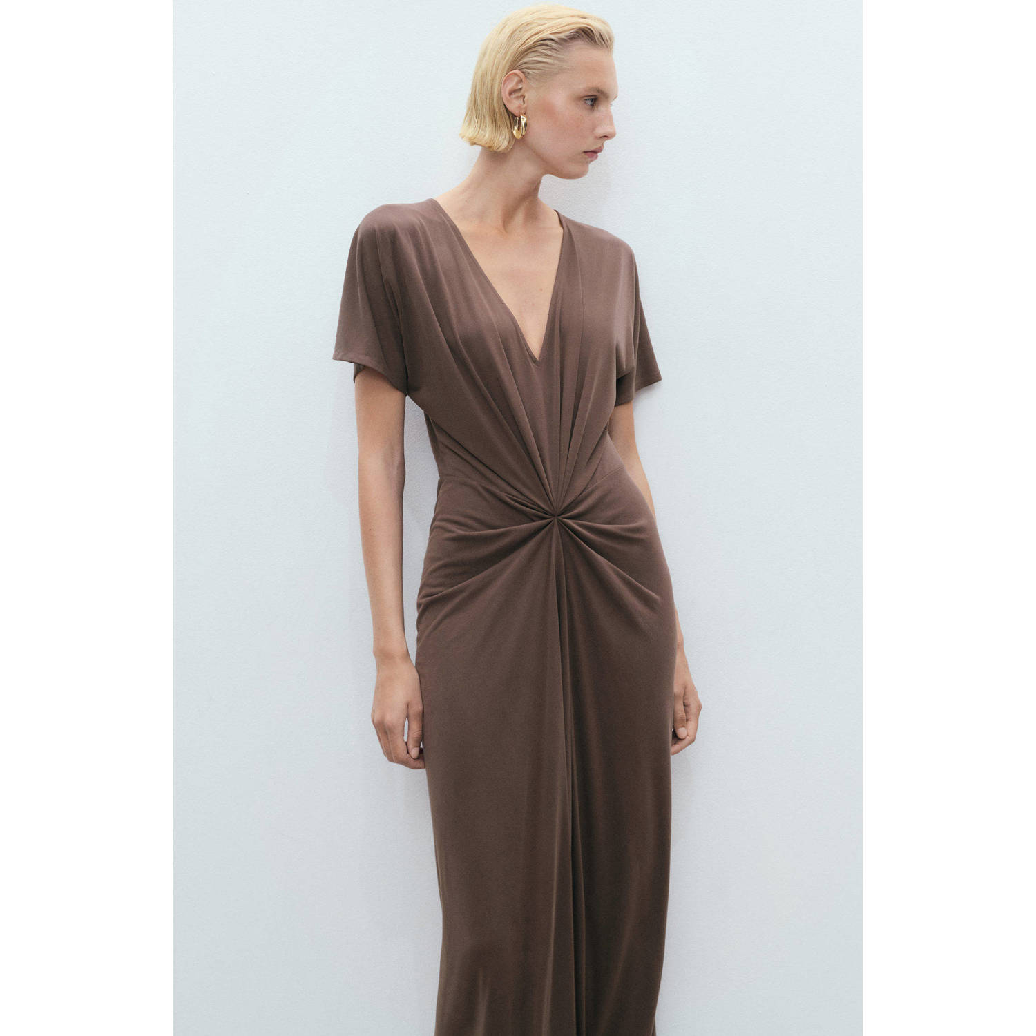 Mango midi jurk bruin