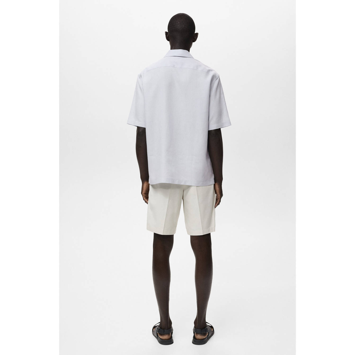 Mango Man linnen casual overhemd lichtblauw