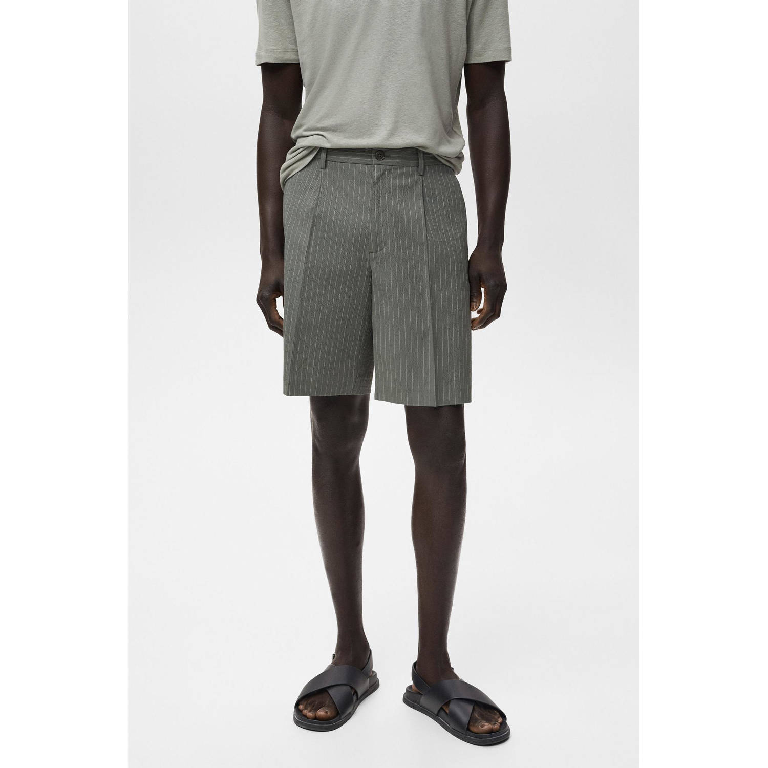 Mango Man loose chino short grijs