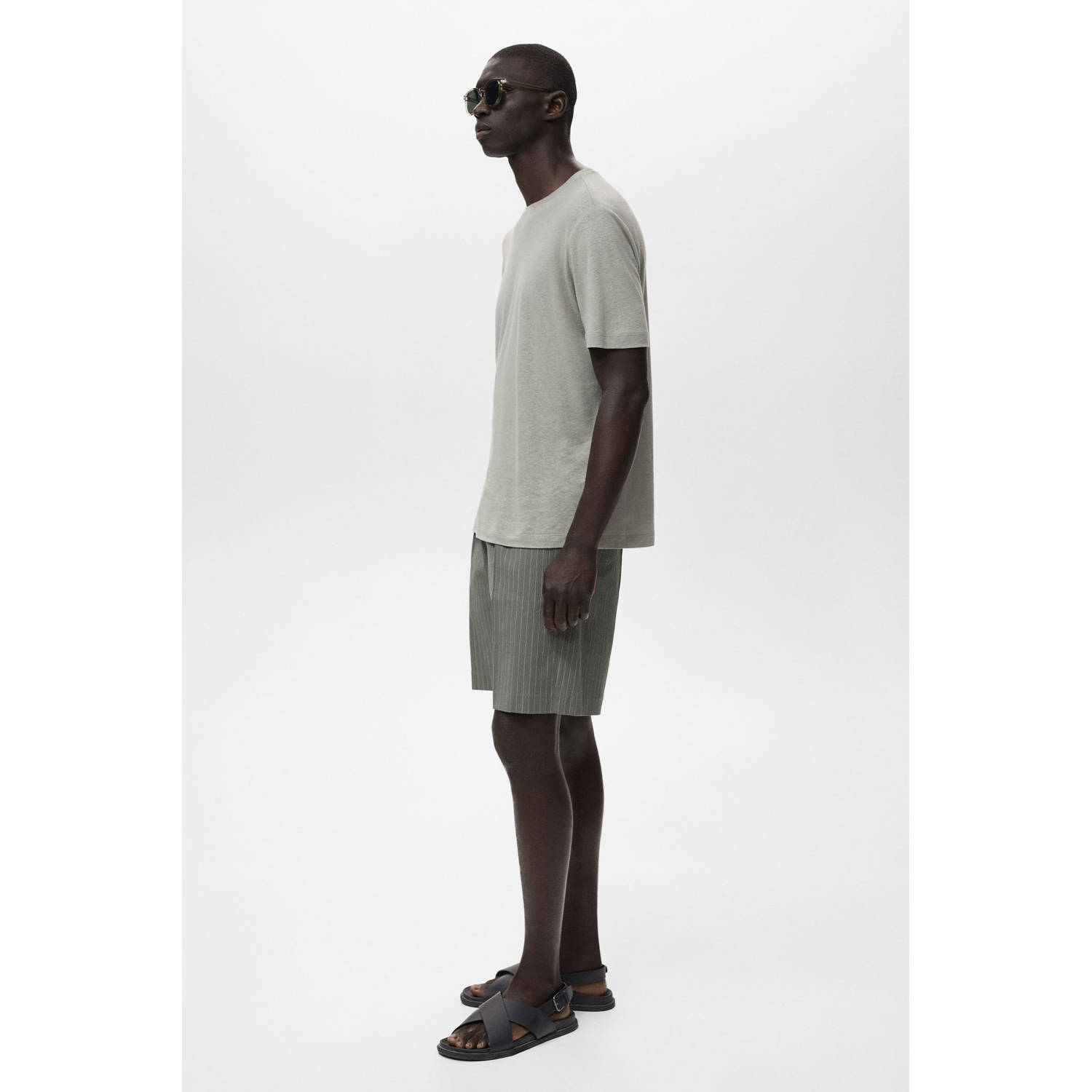 Mango Man loose chino short grijs