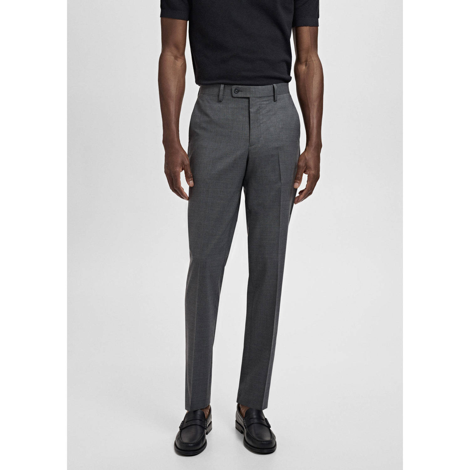 Mango Man wollen slim pantalon grijs