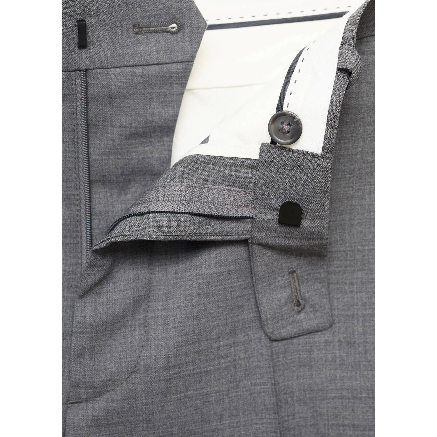 Mango Man wollen slim pantalon grijs
