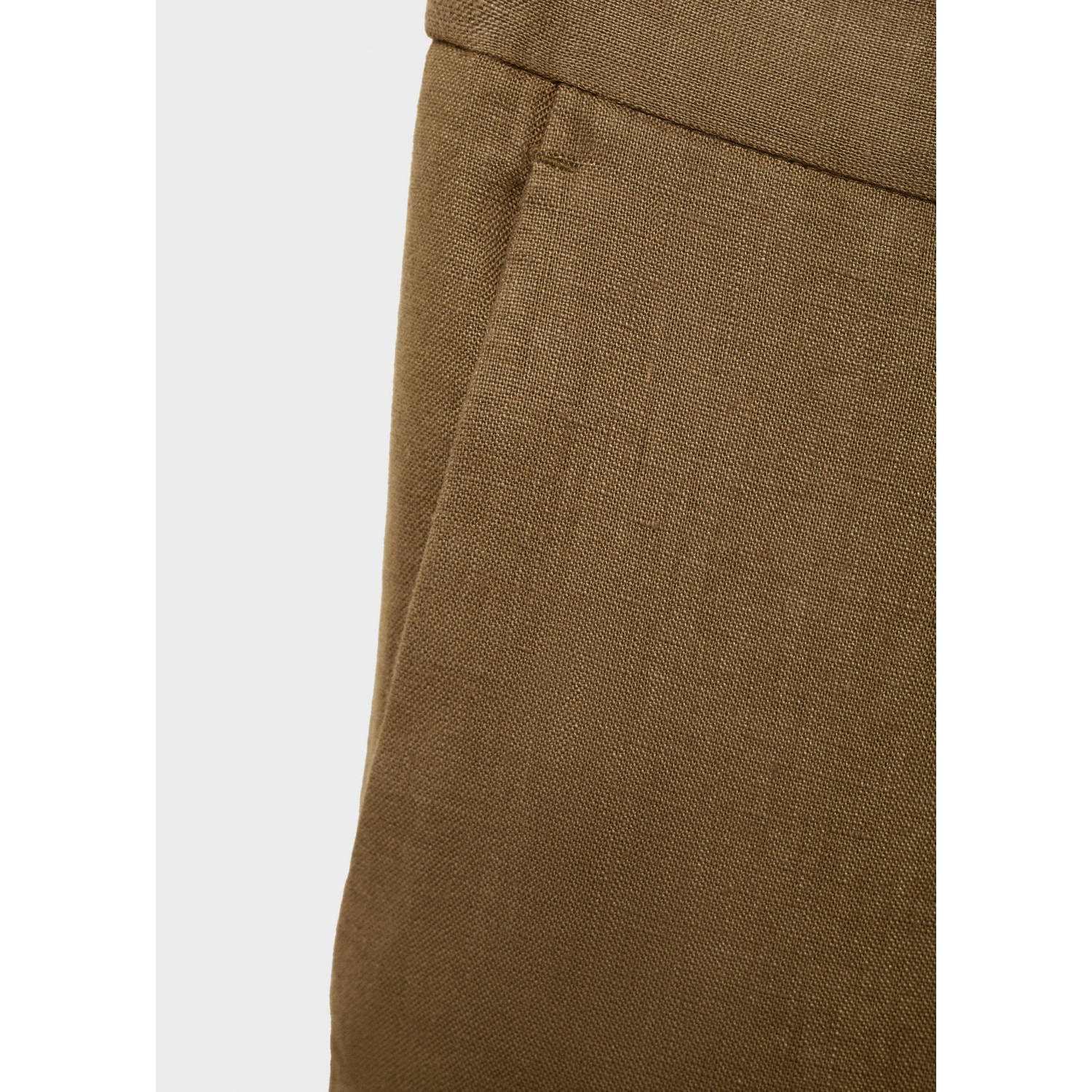 Mango Man linnen slim pantalon kaki