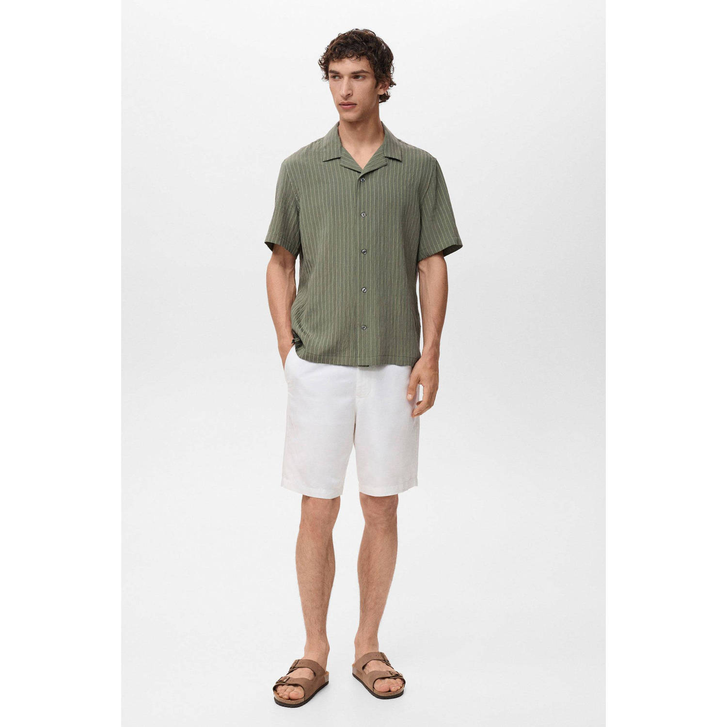Mango Man casual overhemd groen