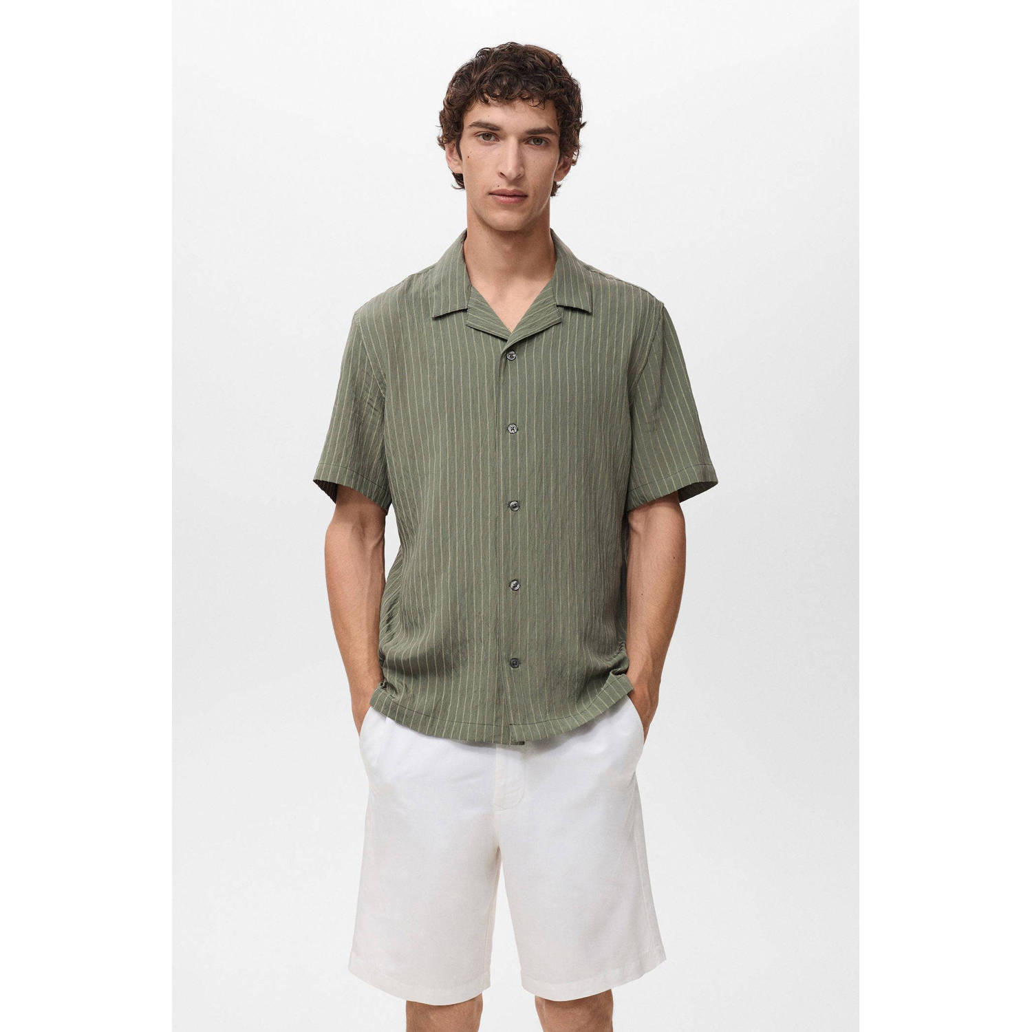 Mango Man casual overhemd groen