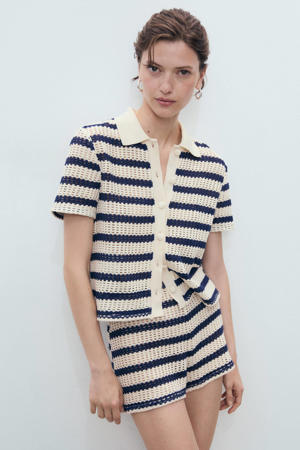 aansluitend regular waist casual short donkerblauw gebreid