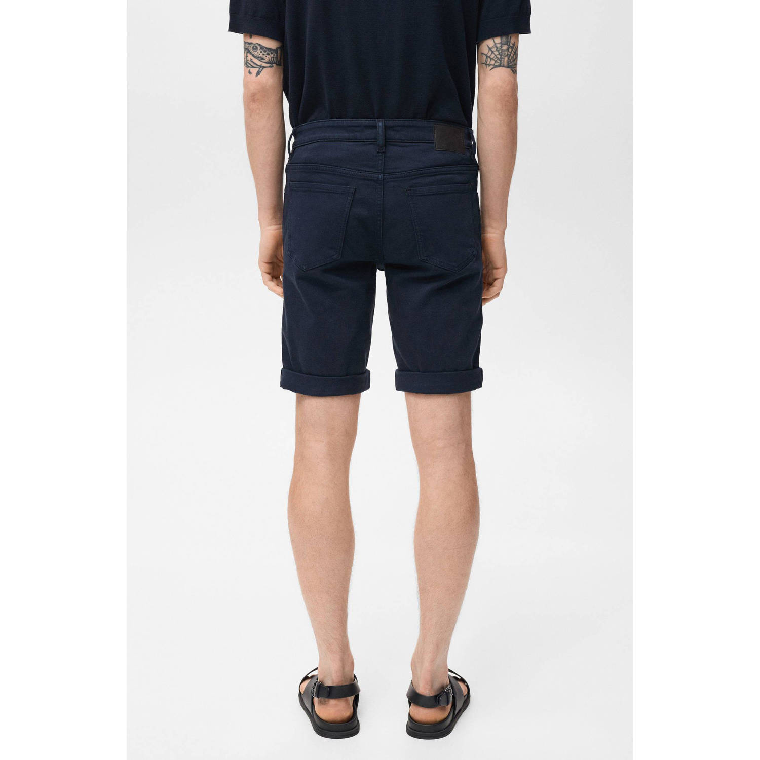 Mango Man denim slim short donkerblauw