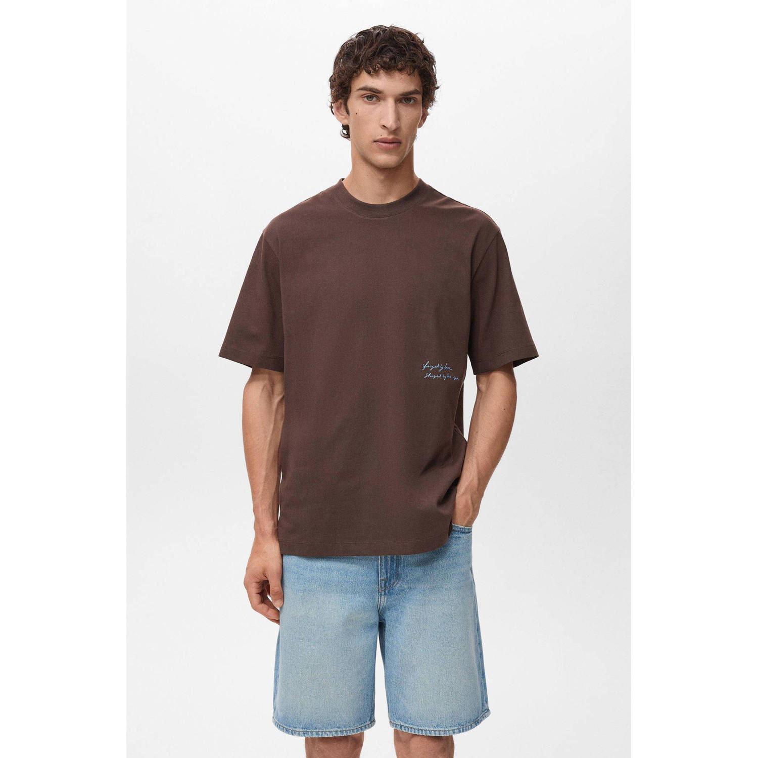 Mango Man T-shirt bruin