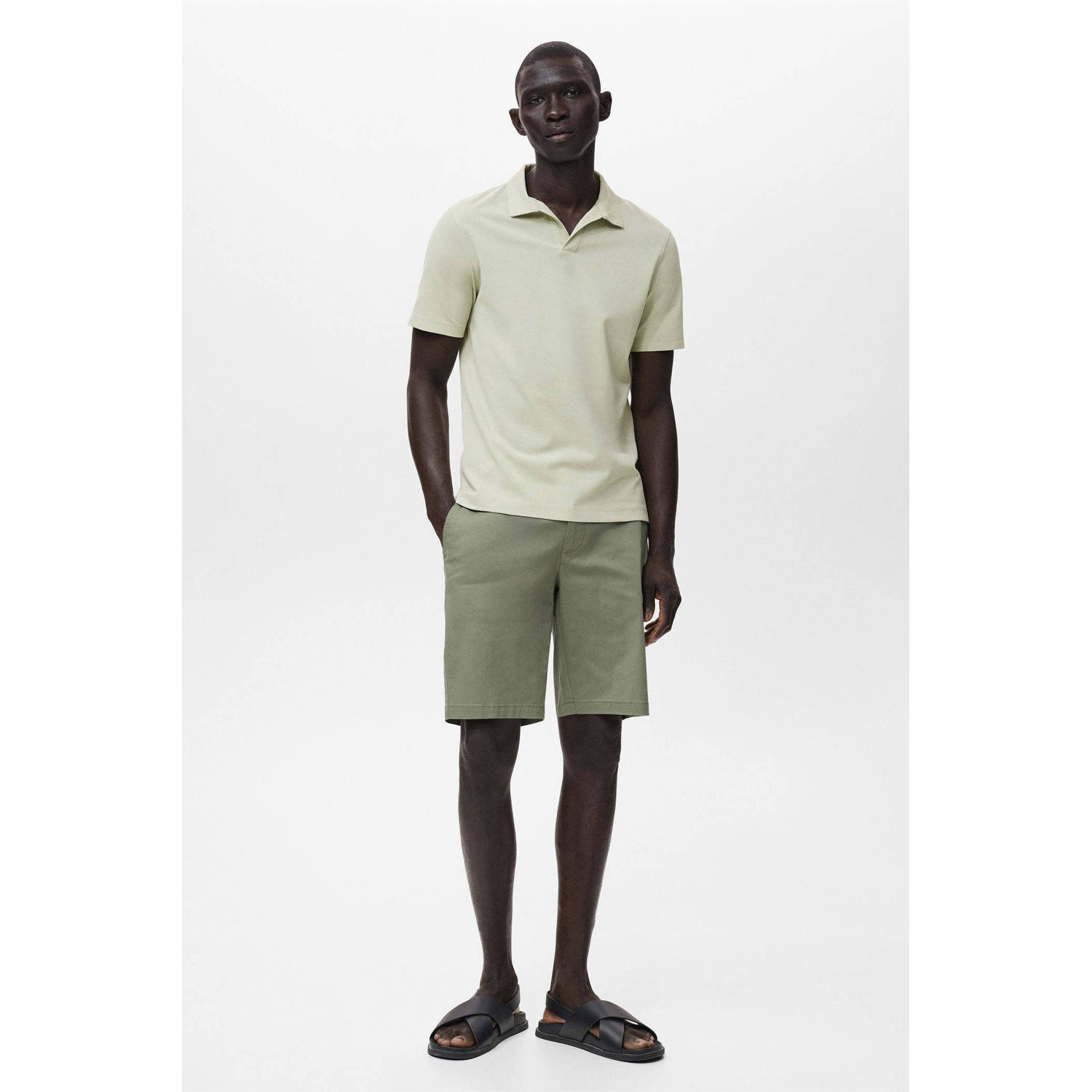 Mango Man regular chino short groen