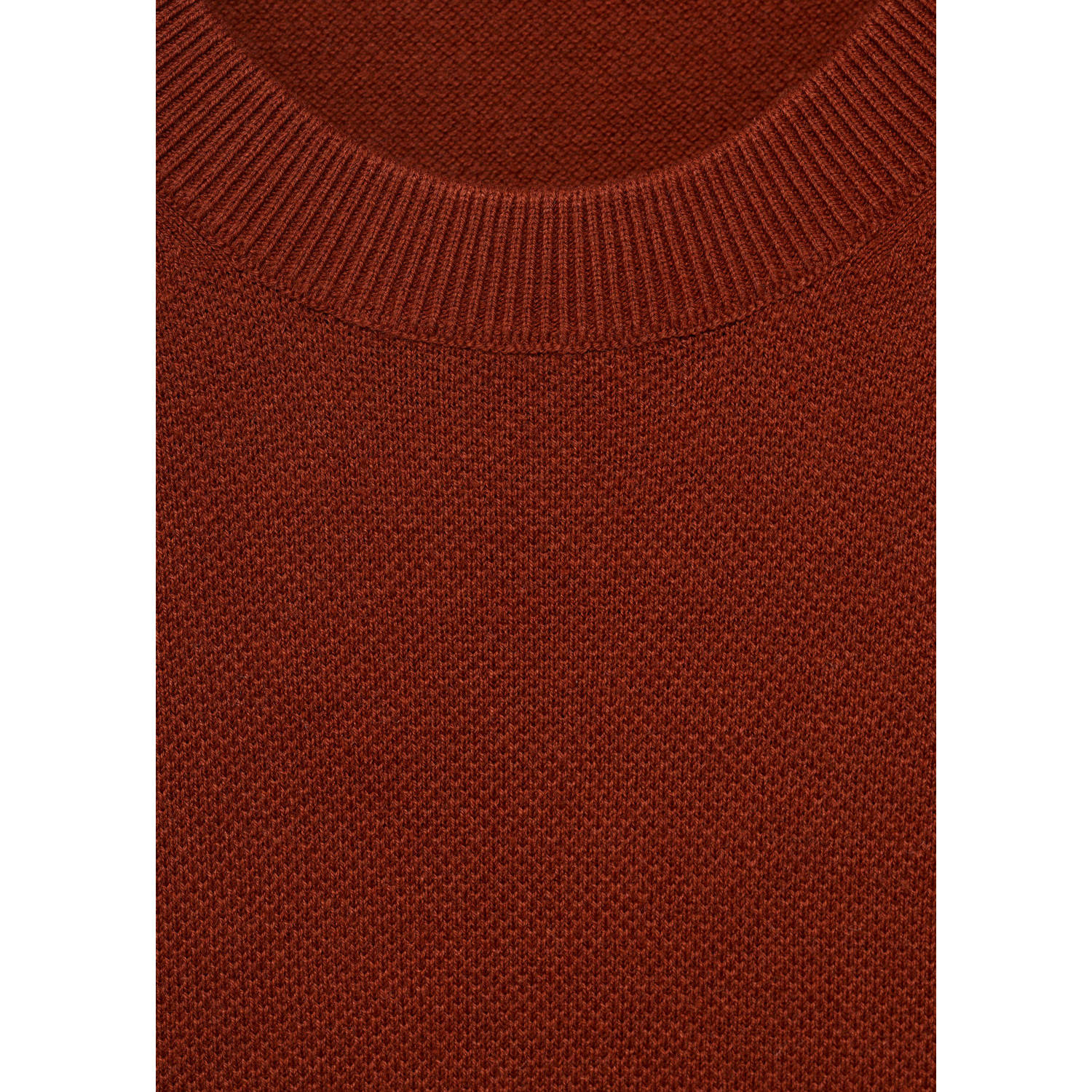 Mango Man T-shirt fijn gebreid roodbruin