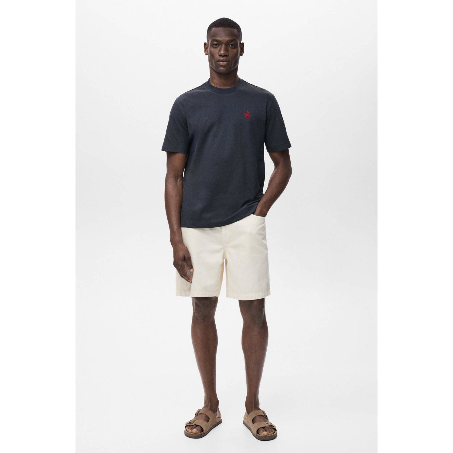 Mango Man T-shirt donkerblauw