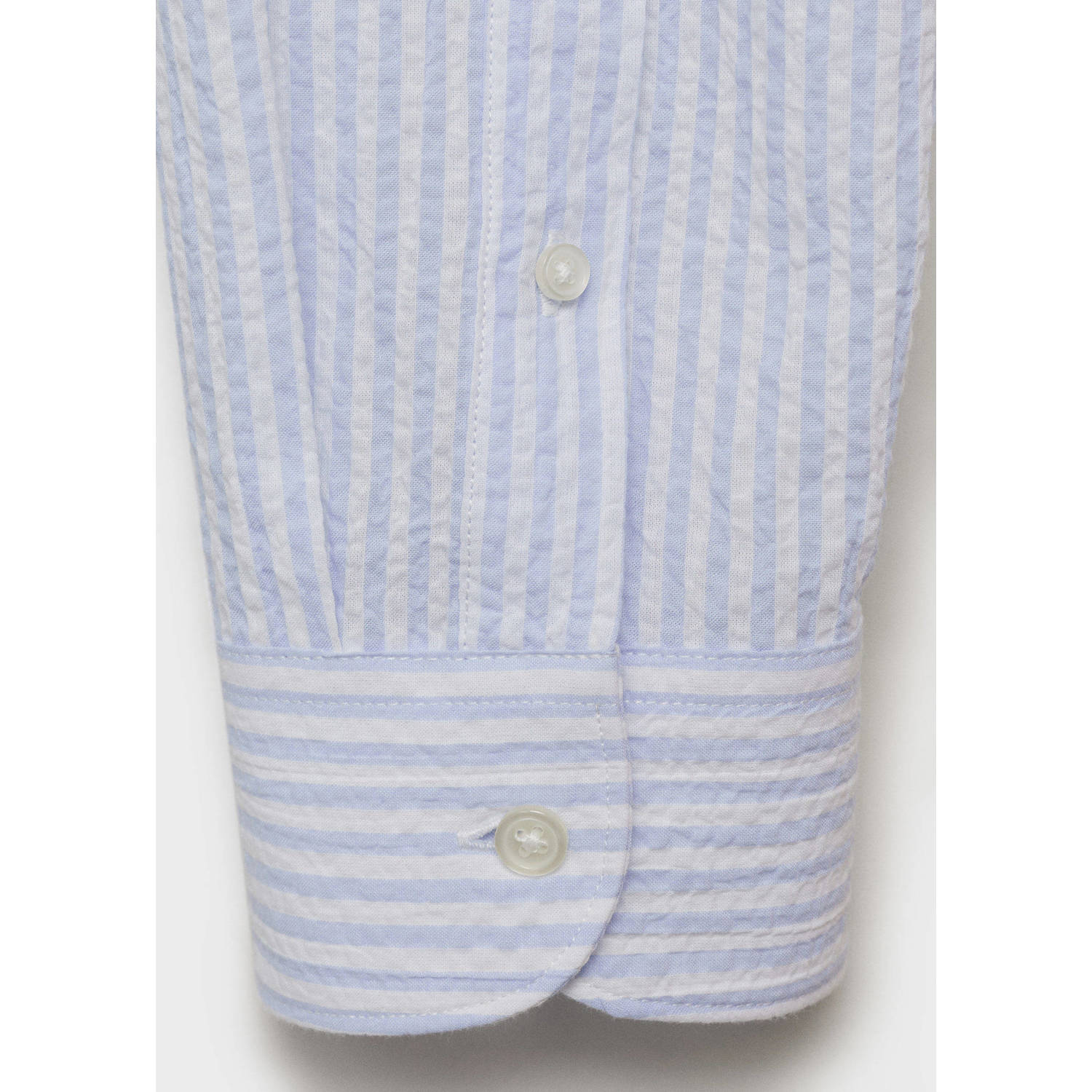 Mango Man casual overhemd met textuur lichtblauw