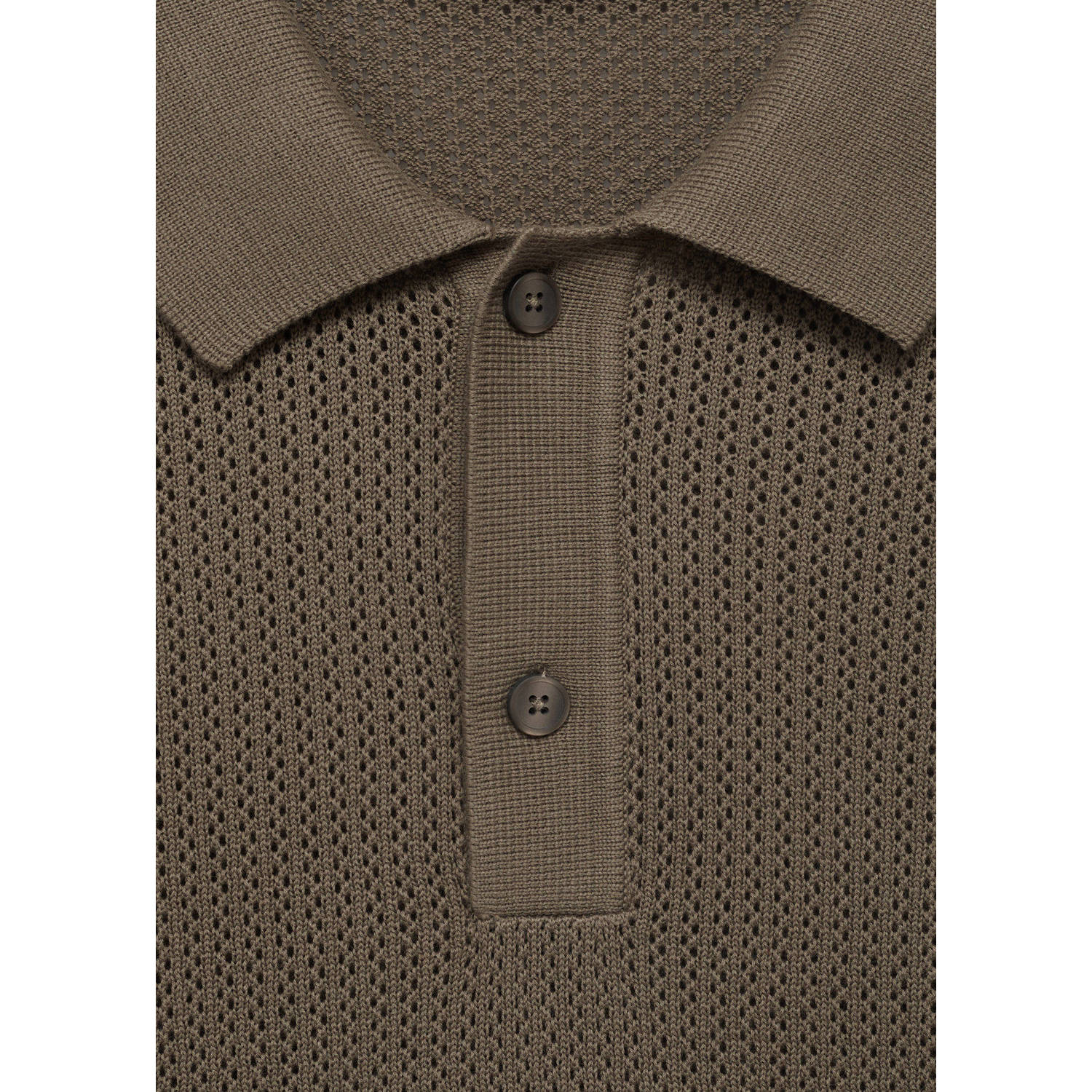 Mango Man regular polo met ingebreid patroon olijfgroen