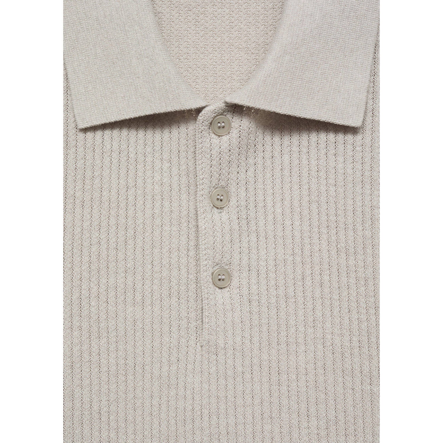 Mango Man regular polo rib gebreid taupe