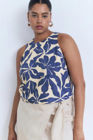 linnen top top blauw