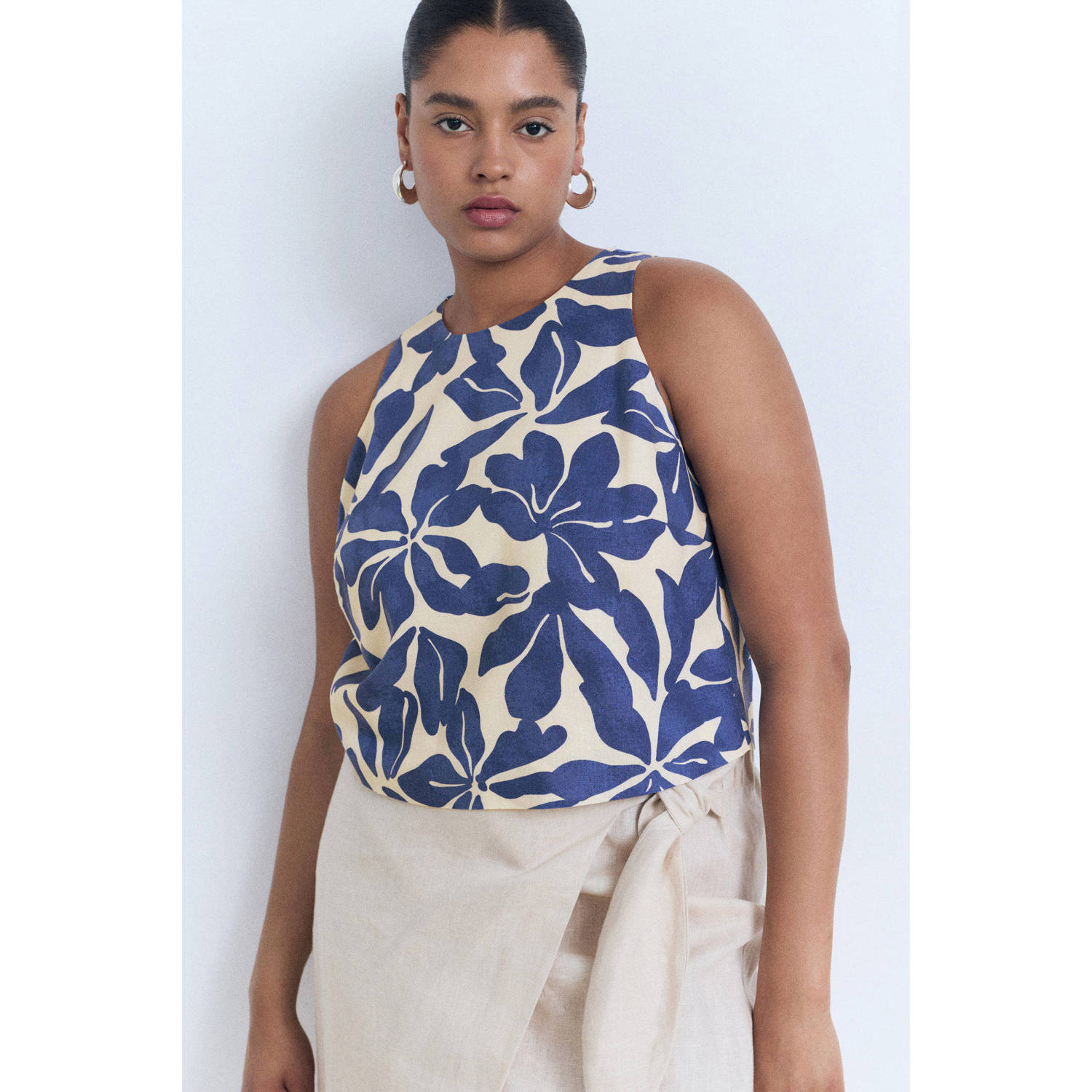 Mango linnen top blauw
