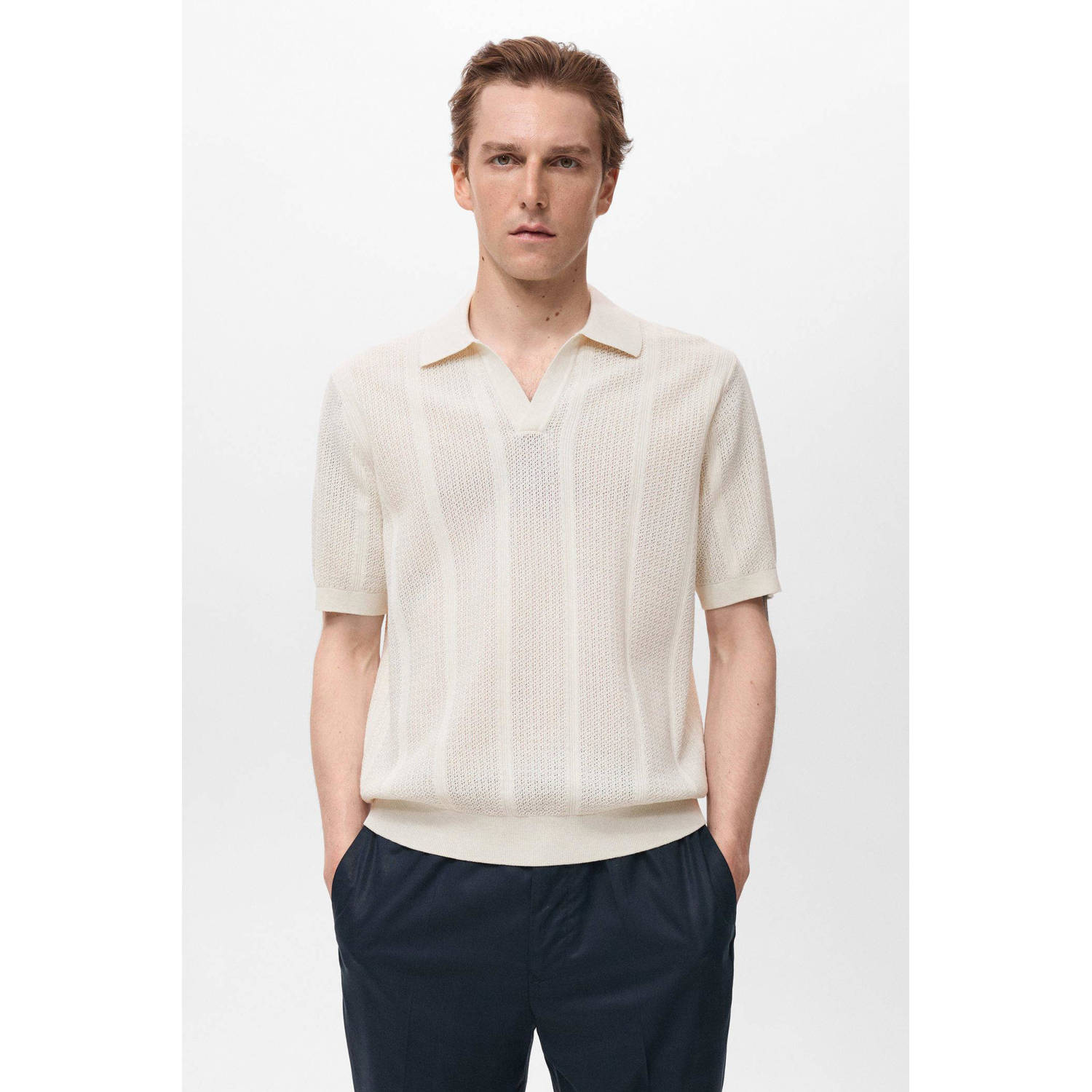 Mango Man regular polo ecru
