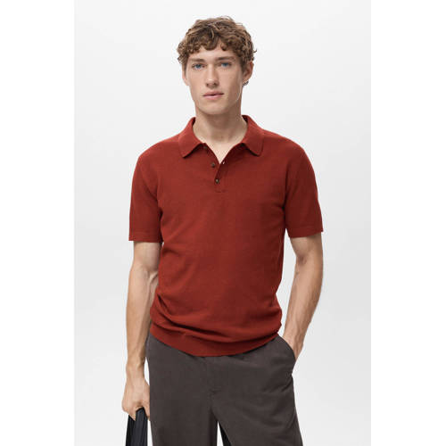 Mango Man regu;ar polo gebreid rood afbeelding