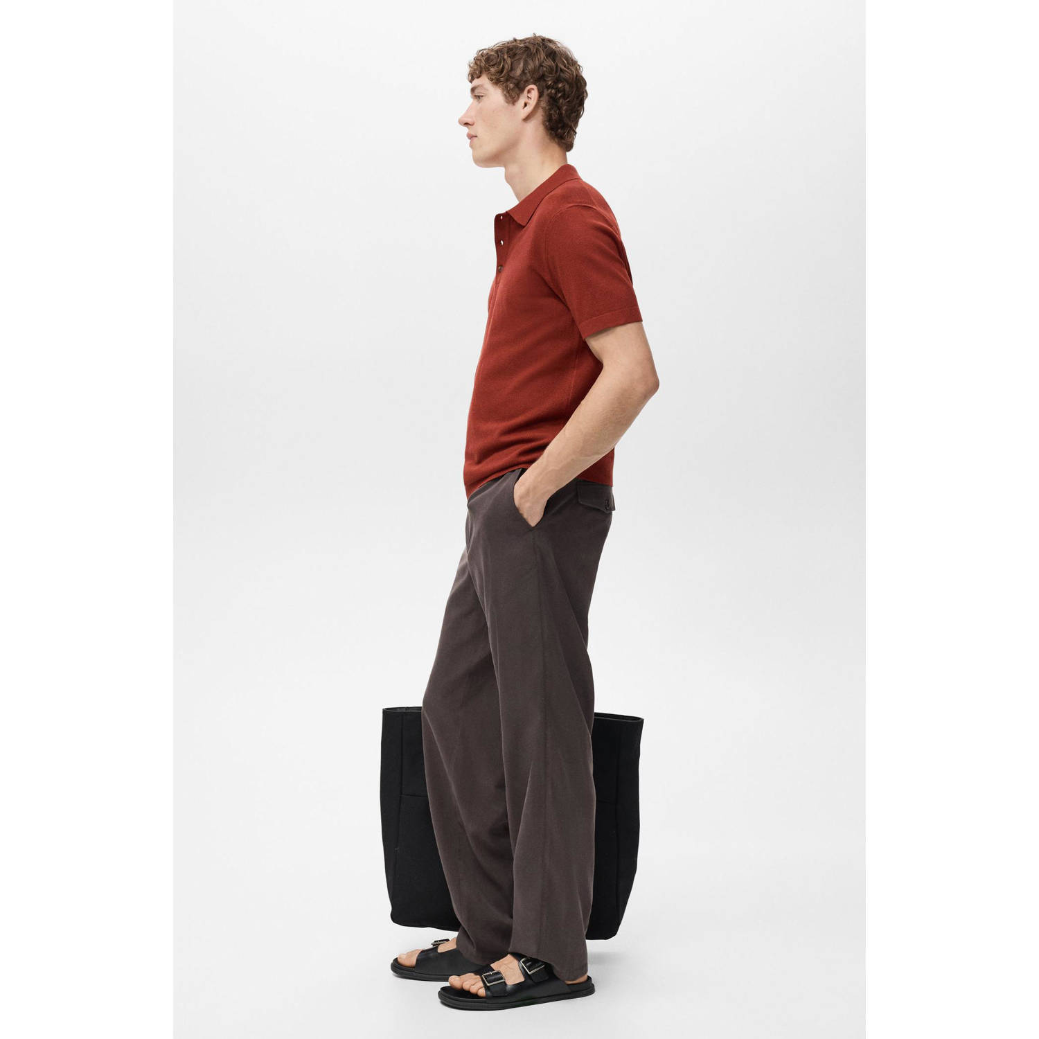 Mango Man regu;ar polo gebreid rood