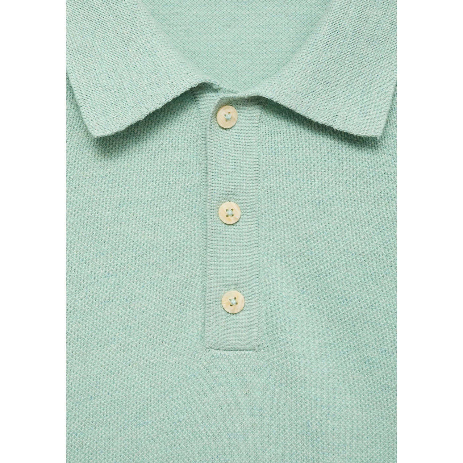 Mango Man regular polo gebreid mintgroen