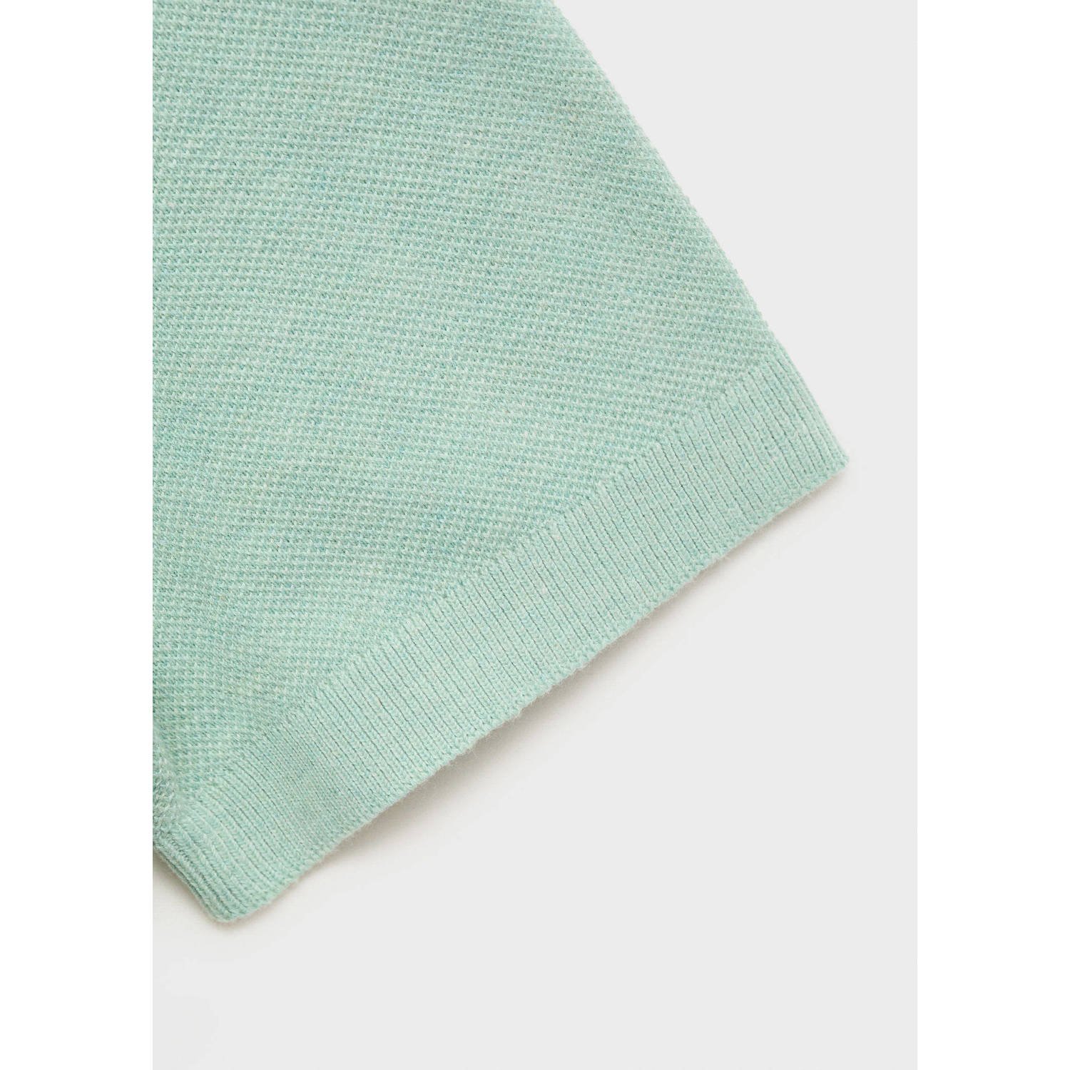 Mango Man regular polo gebreid mintgroen