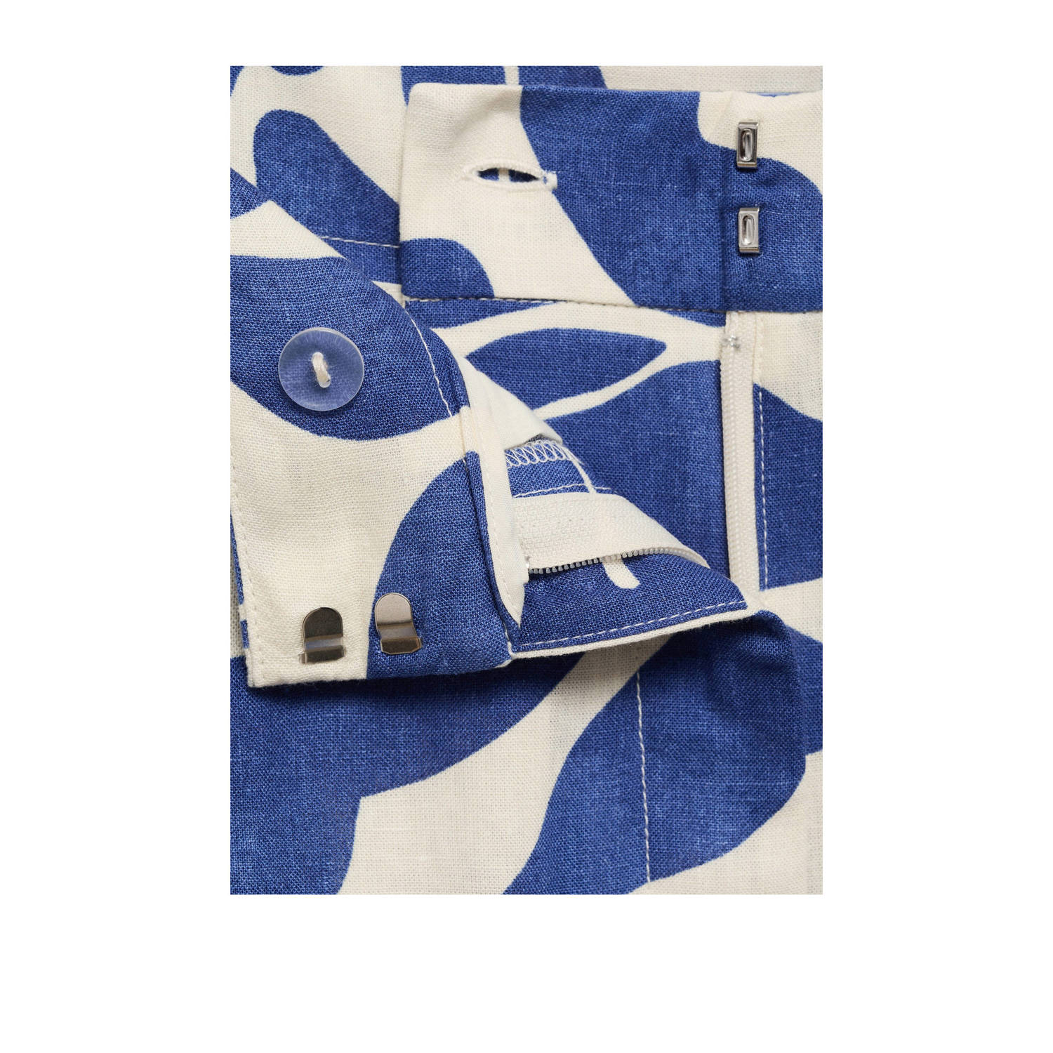 Mango linnen wide leg high waist broek blauw