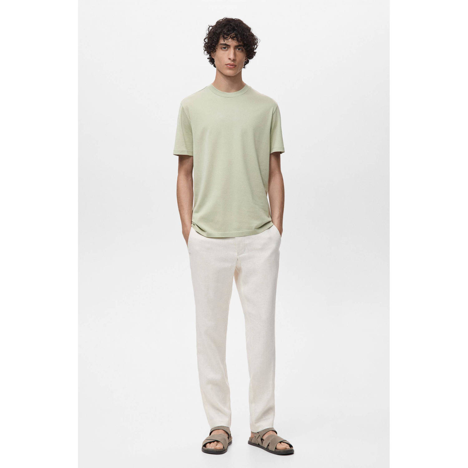 Mango Man T-shirt lichtgroen